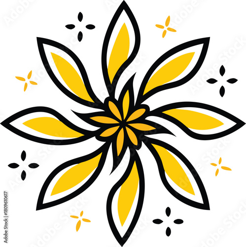 Maximalist enchanted waterfall pattern with golden flow