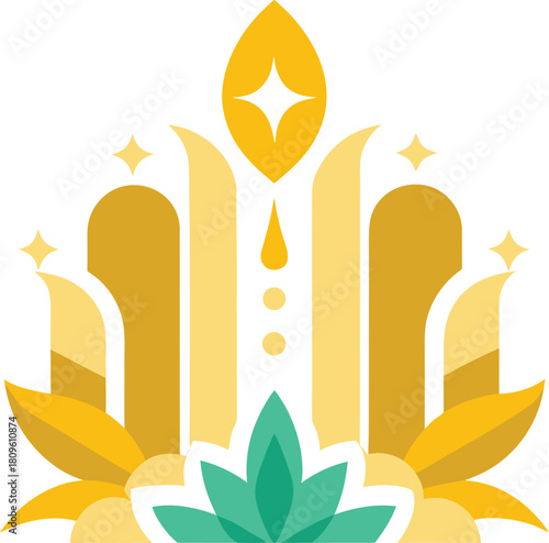 Maximalist fantasy forest floor pattern with mushrooms