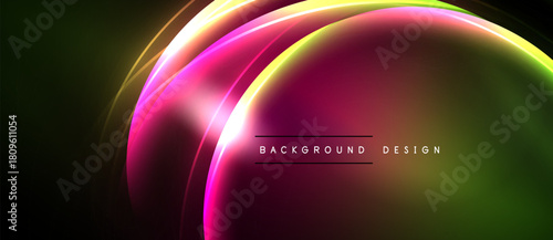 Abstract colorful waves, vibrant gradients, dark background. Modern design element for digital projects, presentations. Smooth curves create dynamic visual effect.