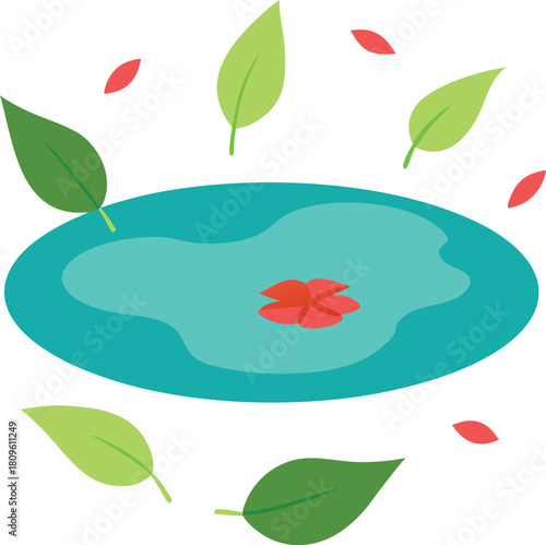 Maximalist floating island garden pattern with rainbow glow