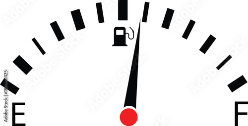 Gas and fuel gauge meter full and empty vector. Speedometer, fuel gauge vector.

