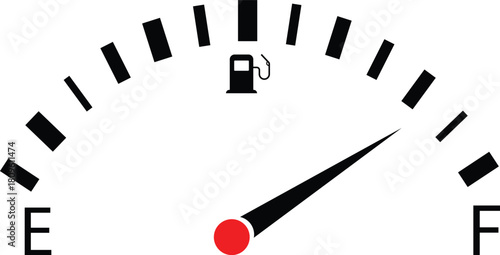 Gas and fuel gauge meter full and empty vector. Speedometer, fuel gauge vector.
