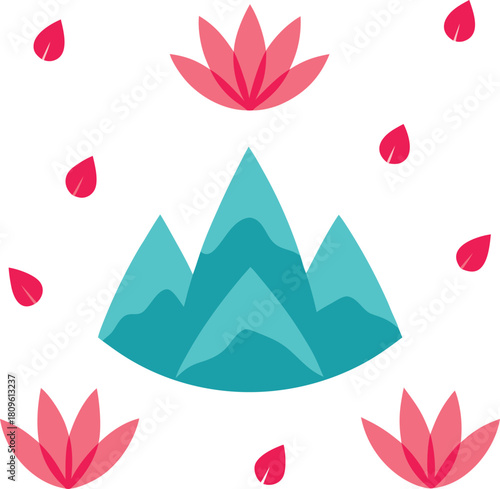 Maximalist nightscape pattern with stars and hills