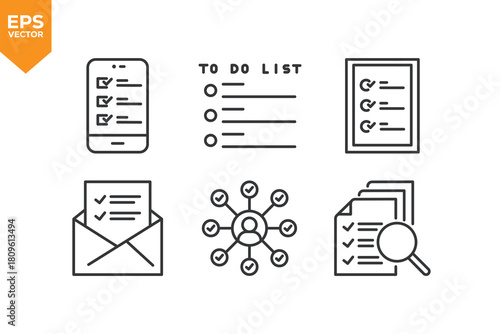 Set of line icons To Do List. Outline icons collection stock illustration stock illustration