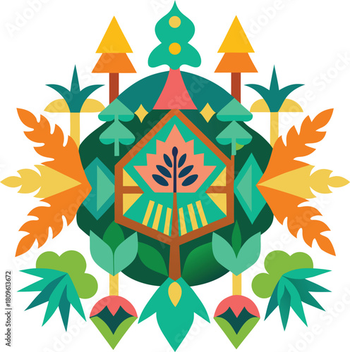 Maximalist portal design pattern with vibrant geometry