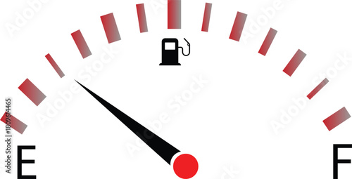 Gas and fuel gauge meter full and empty icon. Power and speed measurement concept vector illustration. Car dial petrol gasoline dashboard
