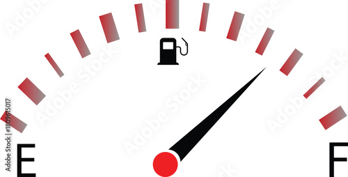 Gas and fuel gauge meter full and empty icon. Power and speed measurement concept vector illustration. Car dial petrol gasoline dashboard
