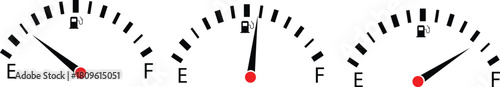 Gas and fuel gauge meter full and empty icon. Power and speed measurement concept vector illustration. Car dial petrol gasoline dashboard

