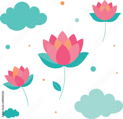 Maximalist star garden pattern with glowing flora