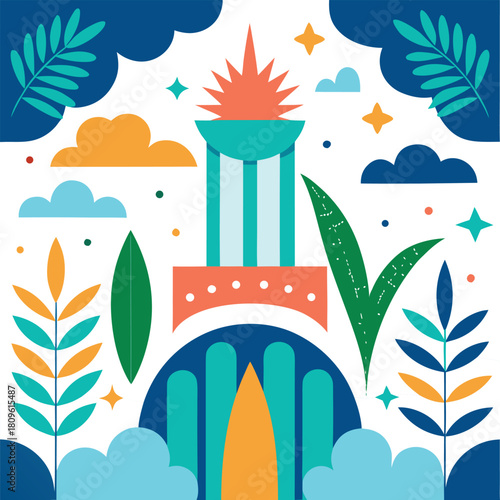 Maximalist star meadow pattern with light particles