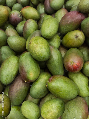 Fresh mango stacked on a supermarket shelf