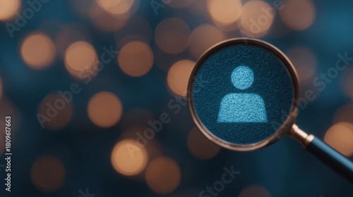 Recruitment focus enhancing employee selection with a magnifying glass icon concept in business environment