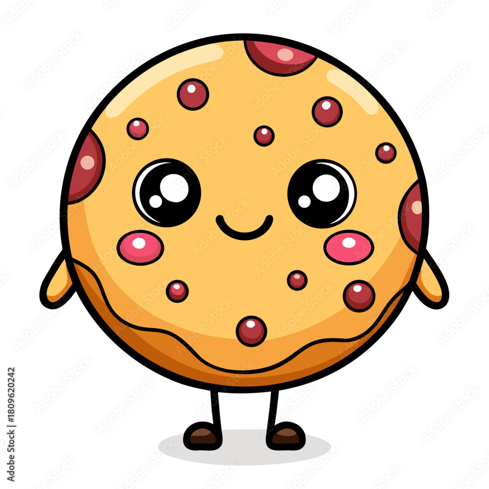 Obraz premium Kawaii Cookie Coloring Page – Cute Dessert Cartoon Line Art Illustration