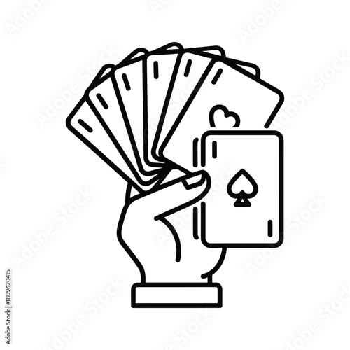 Hand holding playing cards vector icon design, can be used for web, mobile, and print isolated on