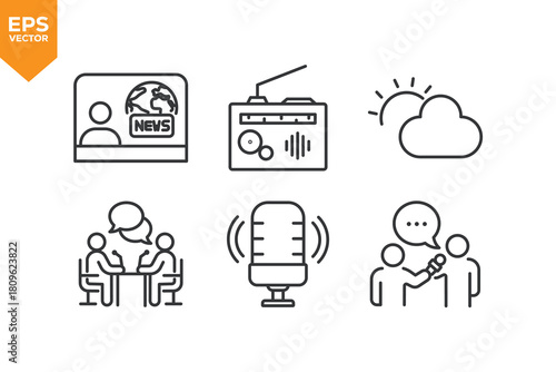 Set of line icons Journalism. Outline icons collection stock illustration stock illustration