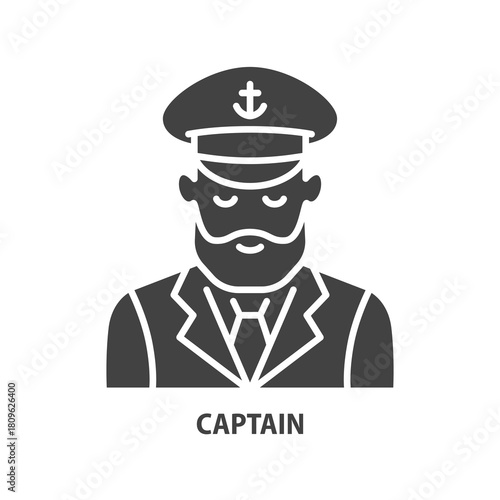 Captain glyph icon. Symbol of sailling, shipping. Vector illustration.