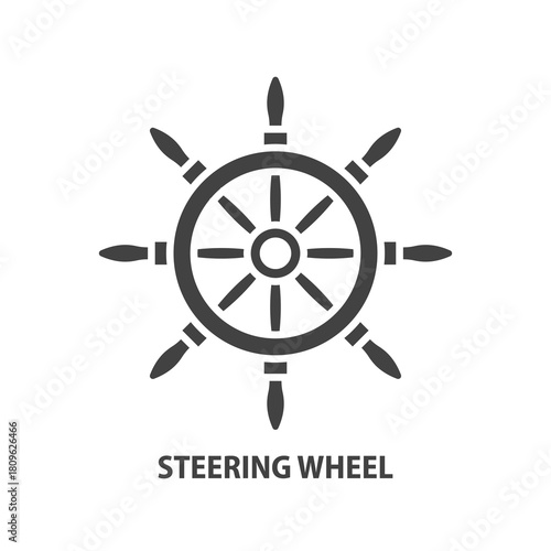 Ship steering wheel glyph icon. Symbol  of navigation, cruise, travel, adventure. Vector illustration.