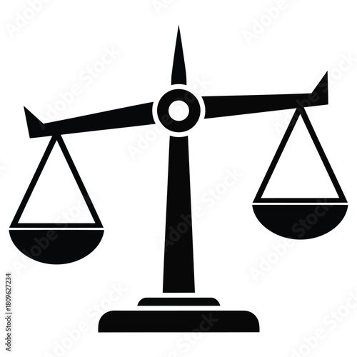 Balance scale icon symbolizing justice, equality, and legal matters in a simple, modern design representing fairness and equilibrium for diverse applications