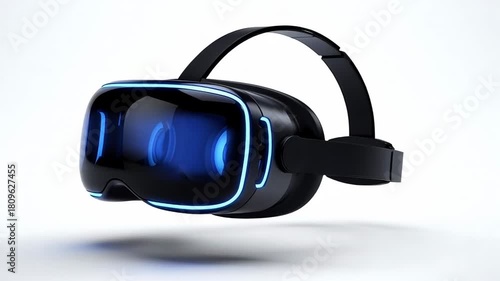 Virtual reality headset with futuristic blue design