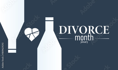 Divorce Month Poster Banner and Background Design Template Featuring Broken Heart Illustration and Support Concept for Awareness Counseling Relationship Guidance and Emotional Wellbeing
