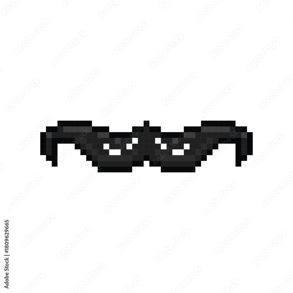 Fototapeta premium Pixel art black moustache graphic design illustration