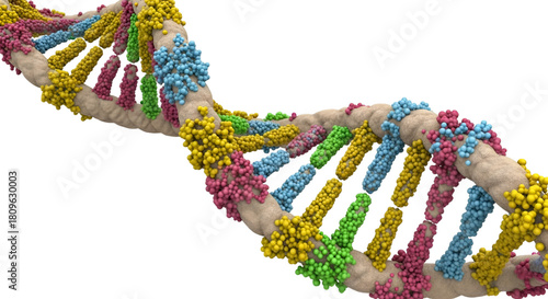 3D Render of aDNA Double Helix Structure genetics
