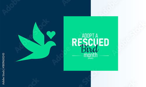 Adopt a Rescued Bird Month Poster Banner and Background Design Template Featuring Colorful Parrot Canary and Cage Illustration for Animal Adoption, Bird Rescue, Pet Care,