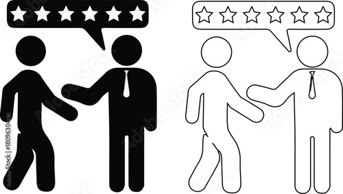 black line consumer product rating five stars icons set sign customer logo art 