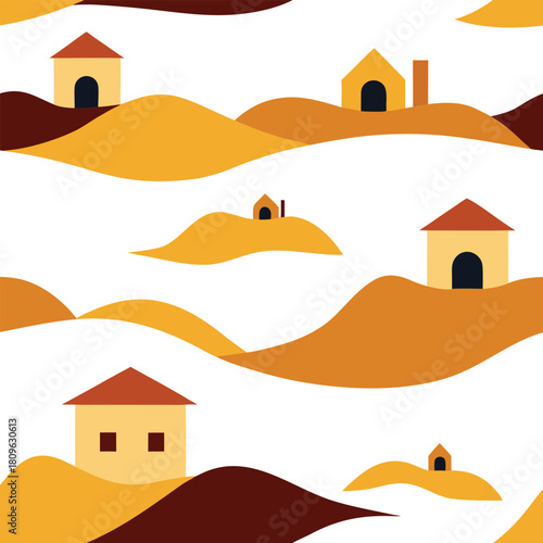 Surreal floating desert pattern with glowing dunes