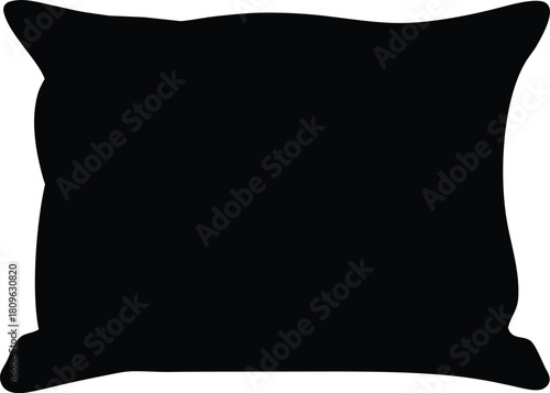 Pillow icon vector, Black pillow silhouette vector, home decor design, interior furnishing illustration