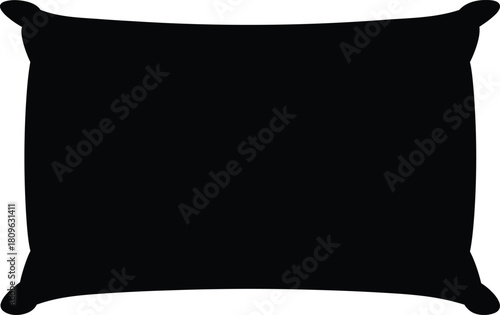 Pillow icon vector, Black pillow silhouette vector, home decor design, interior furnishing illustration