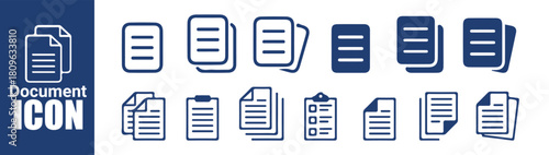 Simple blue document and file icons for various paperwork and data management tasks