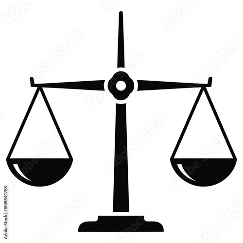 Justice scales symbol for legal matters, law, balance, and equality in a clean, modern design great for websites, brochures, and presentations with impact
