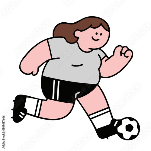 A woman is actively engaged in playing soccer, demonstrating dynamic physical movement on the field.