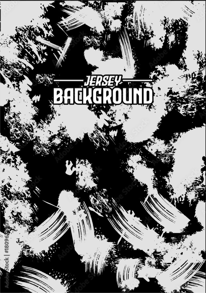 Fototapeta premium Abstract black-white brushstroke jersey background with bold contrast and chaotic artistic texture.