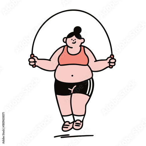 A woman is engaging in skipping rope as a form of exercise to maintain fitness and good health.
