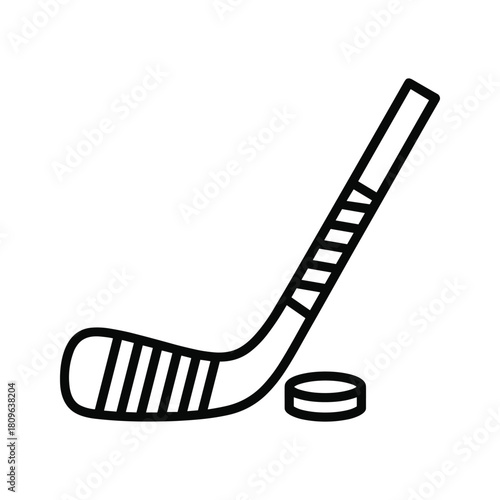 Illustration of a hockey stick and puck for ice hockey isolated on