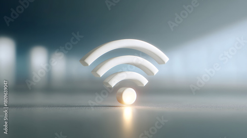 Abstract glowing wireless network symbol for internet technology signal communication design