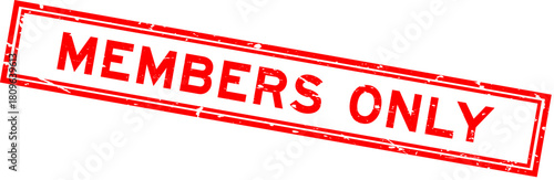 Grunge red members only word square rubber seal stamp on white background