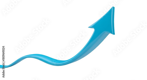 Blue 3D Arrow Graph Rising Upwards on Black Background