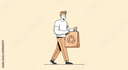 A woman jogs down a path, framed by cartoon-style trees, on a coral-colored background. Minimalist design