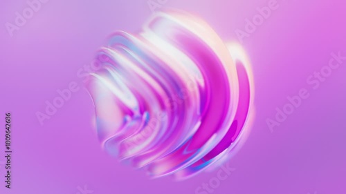 Holographic iridescent wavy deforming sphere. Liquid gradient color flow orb with ripples.