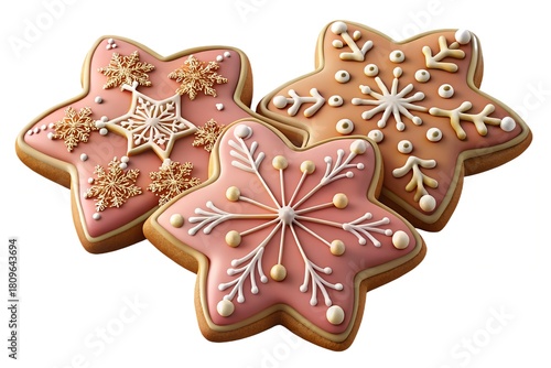 Three star shaped Christmas cookies with frosting star cookies