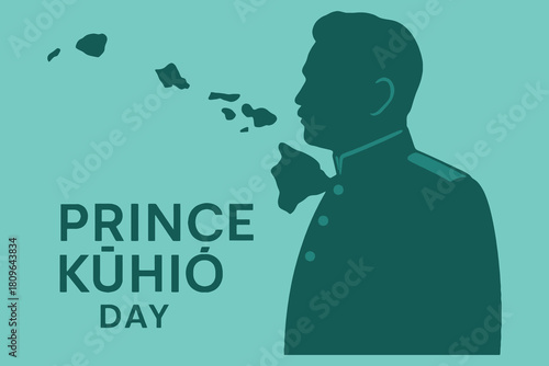 Prince kuhio day silhouette with hawaiian islands blowing away