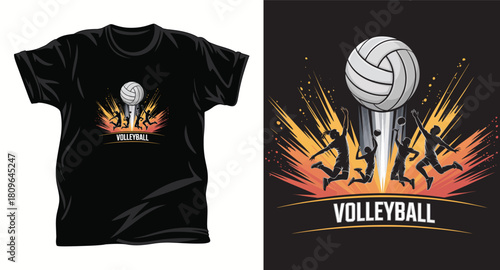 volleyball vector graphic t shirt design print.