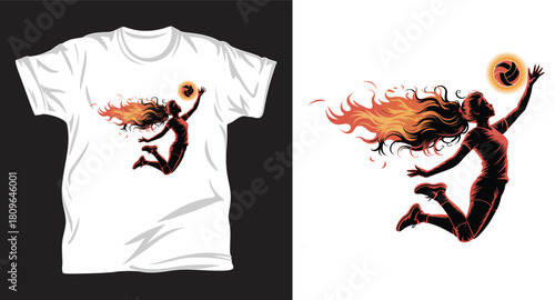 volleyball vector graphic t shirt design print.