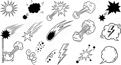 Vector Illustration of Hand-Drawn Sketchy Grunge Check Marks, Crosses, Underlines, and Annotation Elements Set