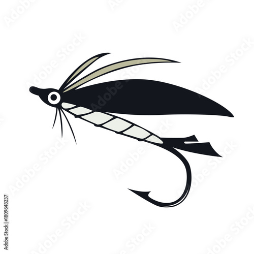 Elegant Classic Vintage Fly Fishing Hook Vector Design