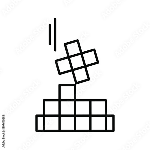 Tetris game block falling on the pyramid isolated on
