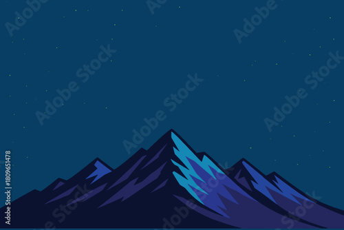 Dark blue mountain range under a clear night sky